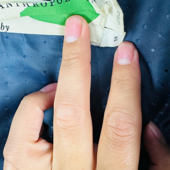 Anthropologie navy Blue Chevron Faux fur coat Jacket - Picture 5 of 9